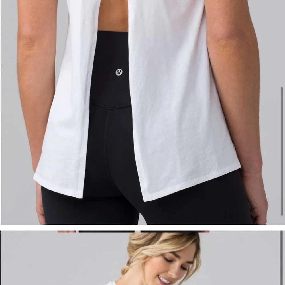 Lululemon All Tied Up Back Tie Tank Size 4 White - Picture 3 of 10
